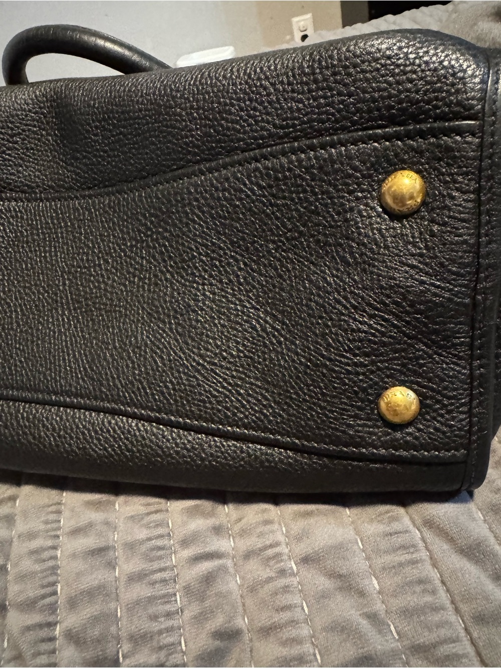Prada Black Leather Shoulder Bag with Gold Hardware - Picture 9 of 12
